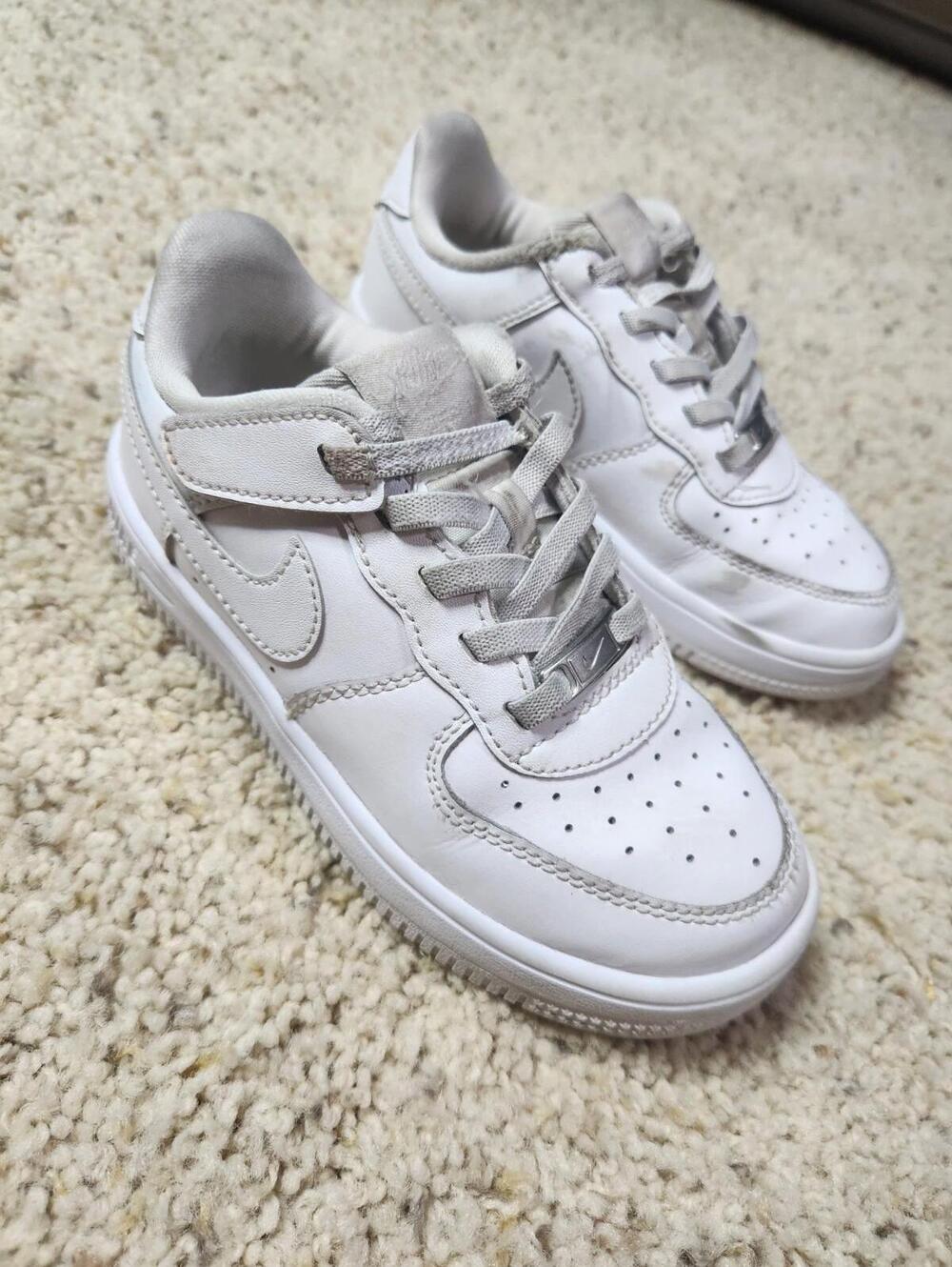 Nike Air Force 1 White Kids Leather Sneakers Size 12C